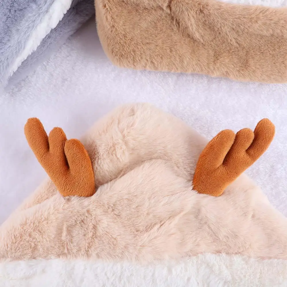 فريد لطيف الأذن حامي بلون قرون تصميم الأزياء قبعة عيد الميلاد مع وشاح قبعة الكورية قبعة الأطفال