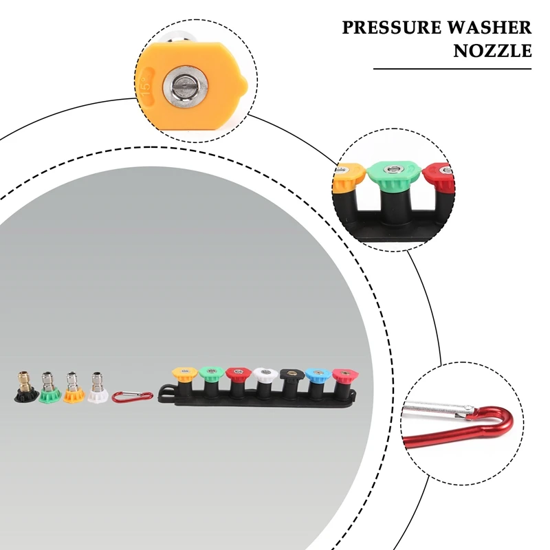 Pressure Washer Nozzle Tips Set,Pressure Washer Attachments With Nozzle Holder 11 Spray Nozzle Tips 1/4Inch Connector