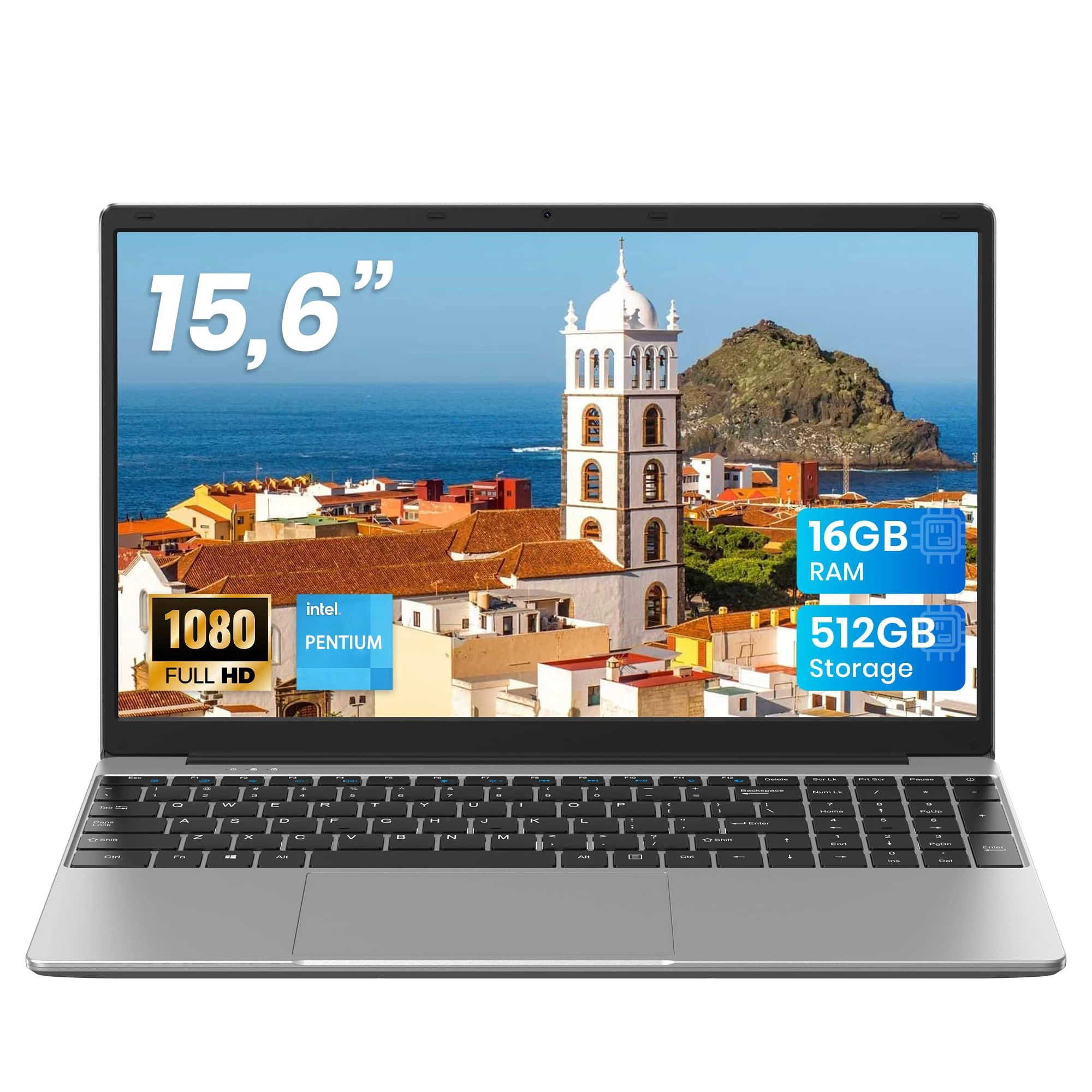 Jumper Laptop mit 15,6-Zoll-FHD-Display, 16 GB RAM, 512 GB SSD (erweiterbar um 512 GB über TF-Karte), 6500Y-Prozessor (bis zu 3,4 GHz), leichtes Notebook für Geschäftsleute und Studenten, 2