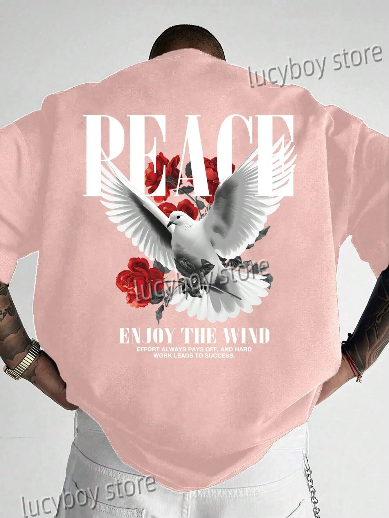 Men Summer 3D Peace Dove Printed T-Shirt Man Short Sleeve Round Neck Fashion TeeS Vintage Casual Oversize Tops Men Clothes