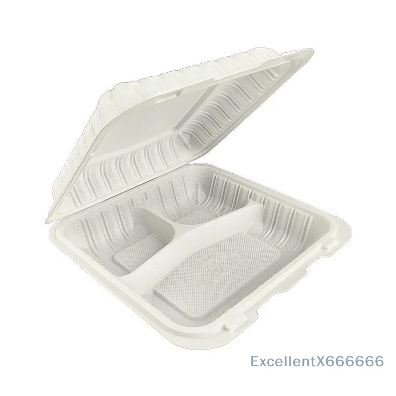 5Pcs Disposable Clamshell Food Container 3 Compartment Lunch Box Leakproof Microwavable Takeaway Box For Restaurant Meal Prep