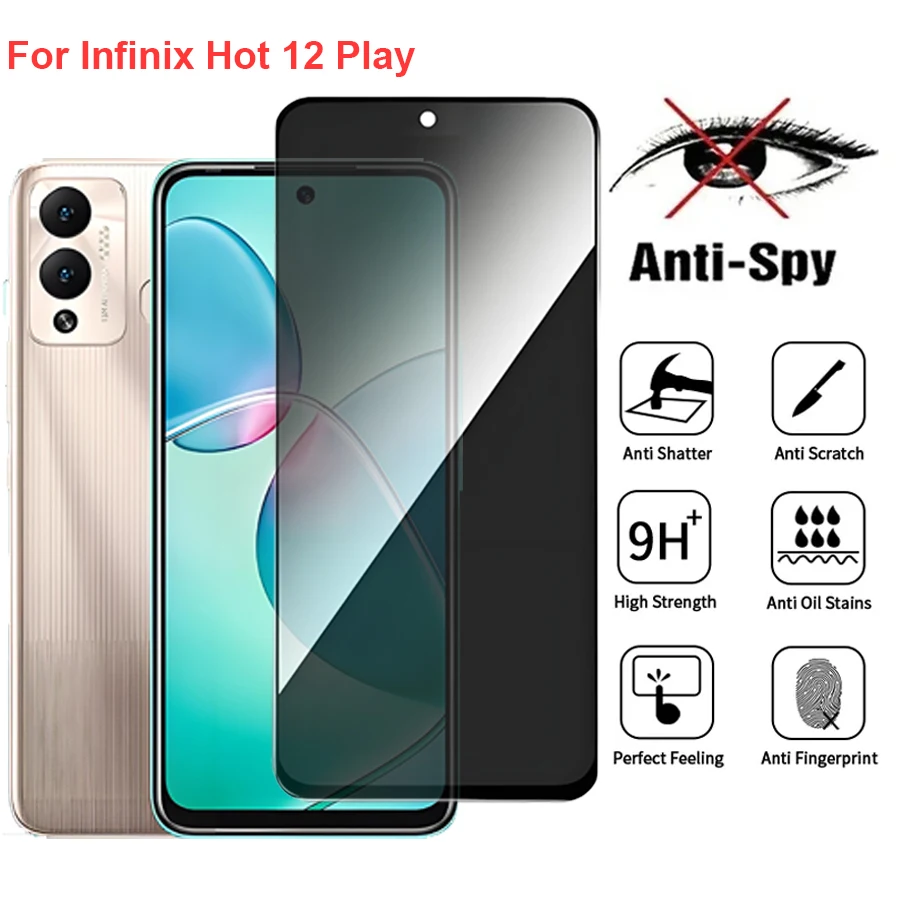

Tempered Glass For Infinix Hot 12 Play X6816C Anti Spy Privacy Screen Protector Compatible For Infinix Hot12 Play Phone Film