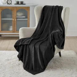 Black Fleece Blankets Queen Blanket Solid Bed Blankets Soft Lightweight Plush Fuzzy Cozy Luxury Flannel for Couch Living Room