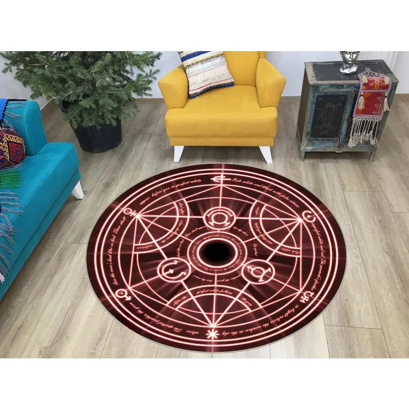 

Full Metal Transmutation Round Rug Japanese Anime Manga Kids Room Circle Rug Anime Rug Area Rug FMA Transmutation Popular Rug