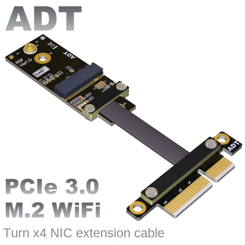 Cable de extensión de conversión WiFi PCIe x4 A M.2 A. key, el NIC inalámbrico está conectado