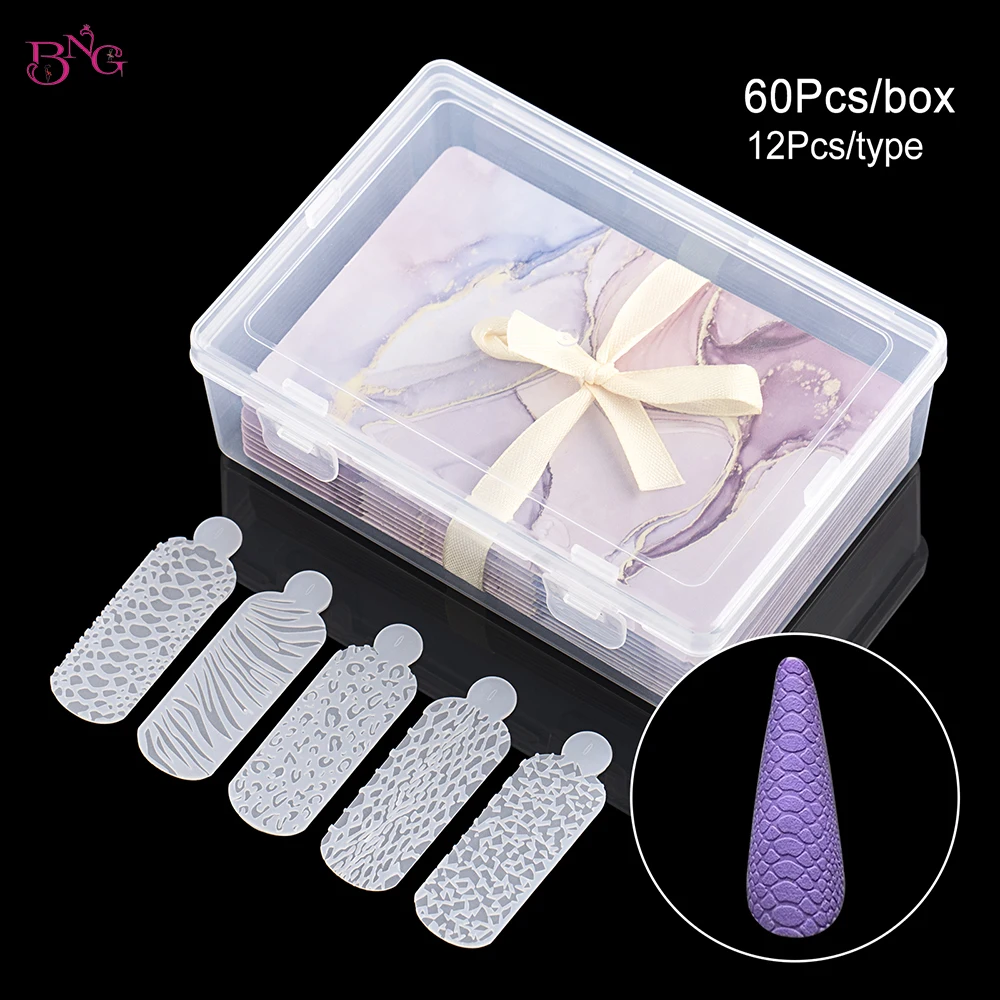 BNG 60Pcs Nail Silicone Mold Touch Crystal for Nail Relief Design Universal Shape Reusable Touch Animal Form for Dual Nail Forms