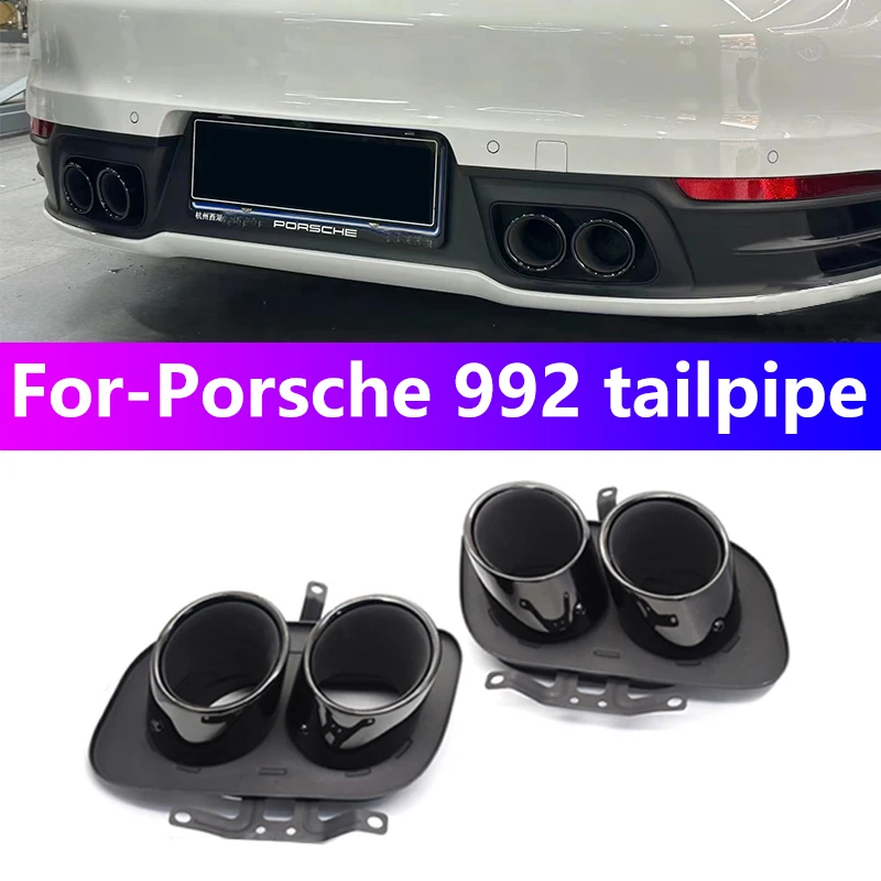 

For 2019 to 2023 Porsche 992 Carrera exhaust pipe upgrade quad out black tip stainless steel muffler exhaust system nozzle