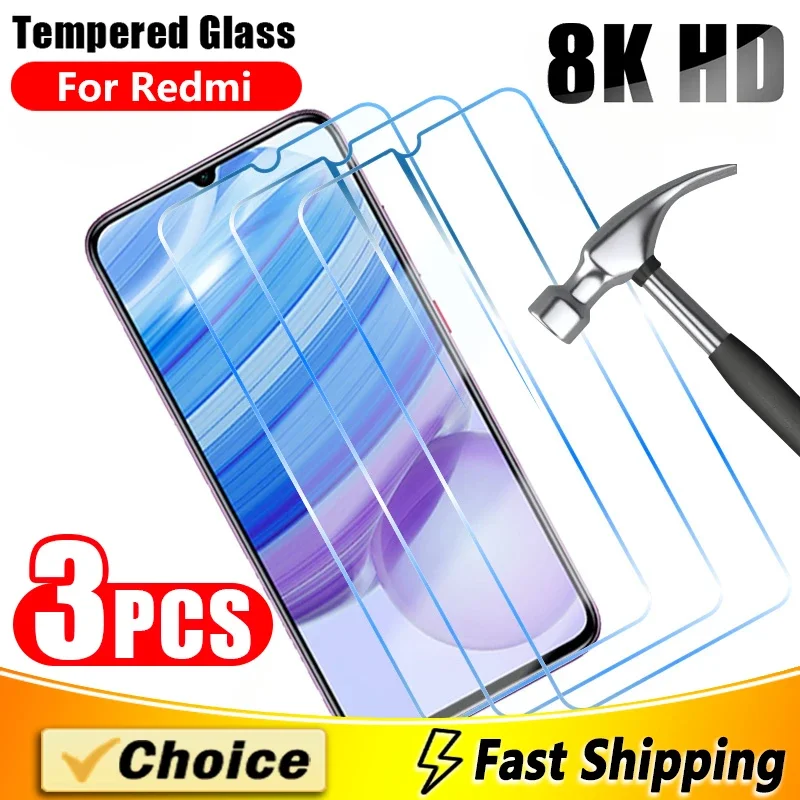 3Pcs Tempered Glass For Redmi K 20 40 50 60 Pro K60E Phone Film For Redmi Go A1+ 9C 10C 12C 10 20X Screen Protector