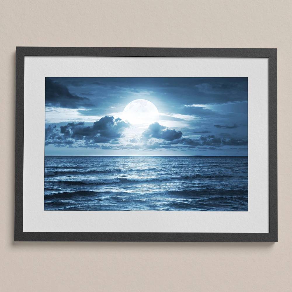 Ocean Moon Night Scenery Canvas Painting Home Decor Wall Art Poster Print Mural Decorative Pictures for Living Room