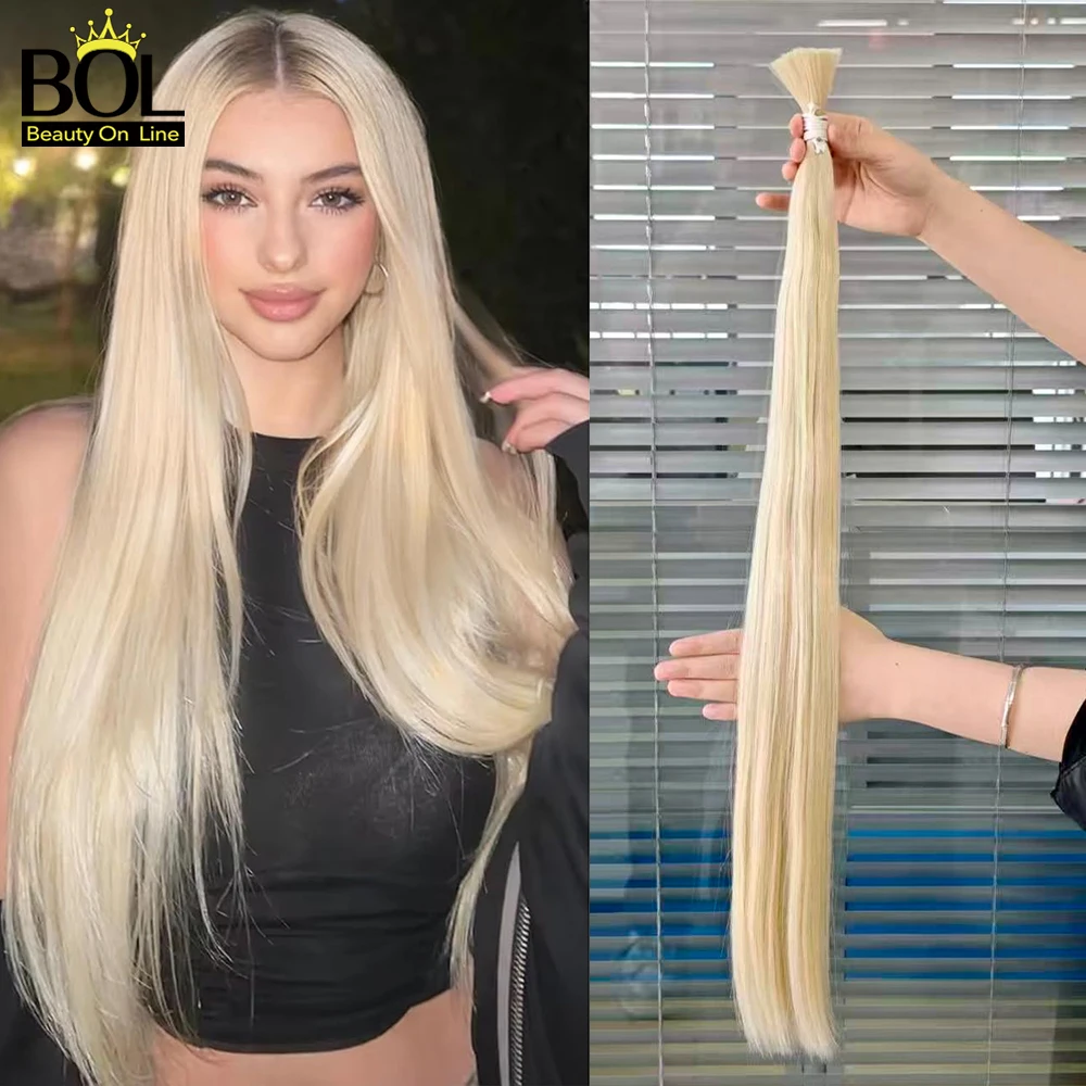Synthetic Long Straight Hair Ice Organic Protein Silky Level A+ Synthetic Hair Bulk 28inch Blonde Braiding Hair Extensions