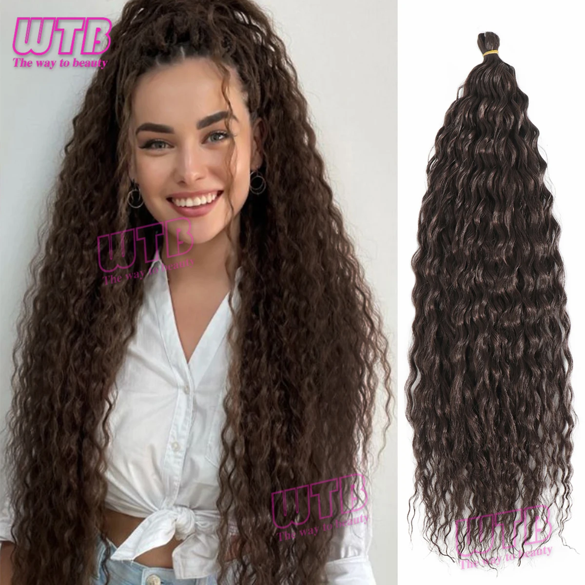 WTB-Tresses synthétiques ondulées au crochet, 22 pouces, extensions capillaires