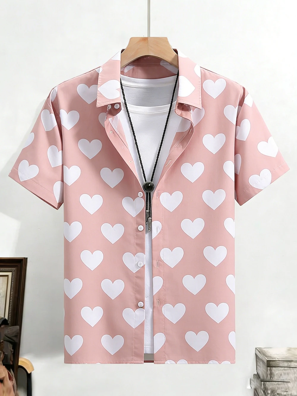 2026 Summer Fashion New Arrival Short Sleeve Shirt Love Pattern HD 3D Printed Shirt Hawaiian Vacation Mens Clothes Fast Shipping