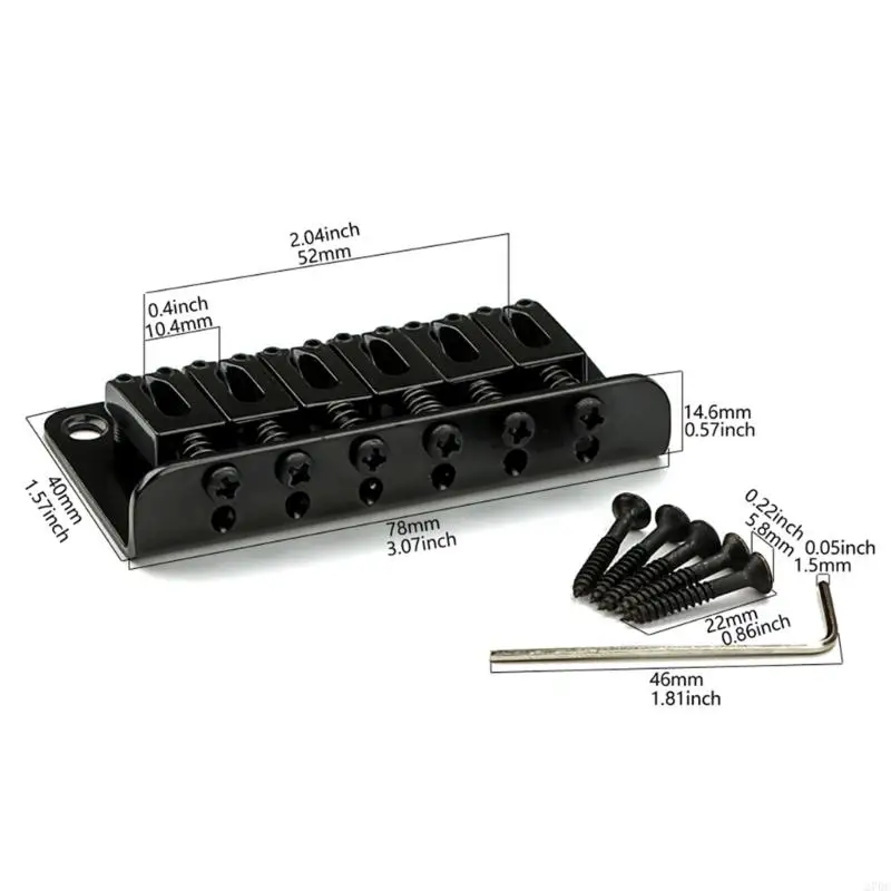 270C 6 String Electric Gitar Guitar Bridge śrubami i kluczem stały Hardtail Bridge Guitle Guitle Wymienna część Łatwa użyciu