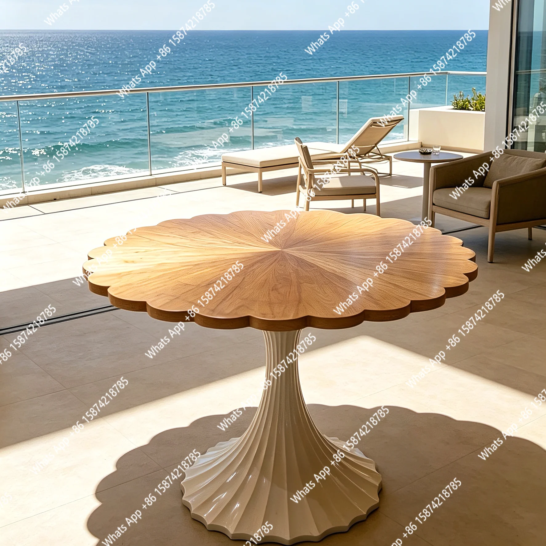 

Medieval style solid wood round dining table American retro style creative art small apartment round table simple dining table