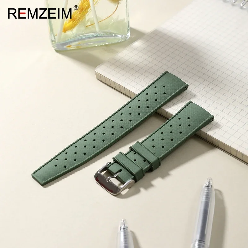 Quick Release Men\'s and Women\'s Leisure Universal Watch Strap 18mm 20mm 22mm Soft Tropical Silicone Watch Strap