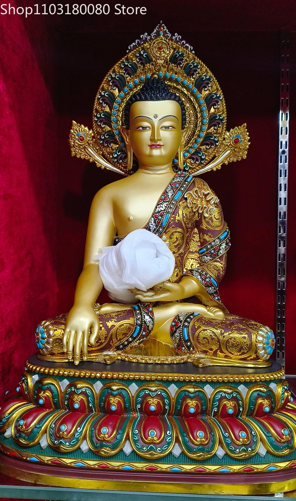 55cm Copper Painting Bhaisajyaguru Medicine Buddha statue Sakyamuni gilding Amitabha Buddha sculpture