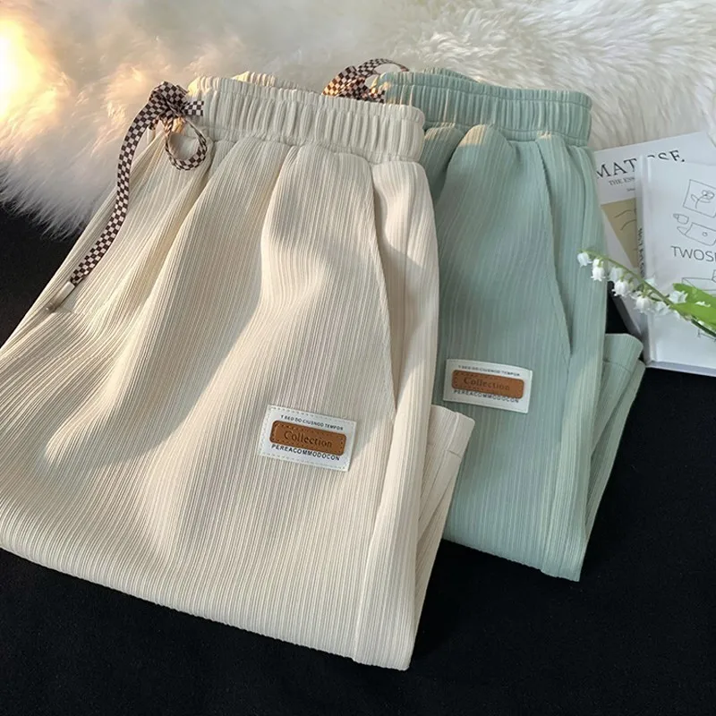 Pantalones cortos deportivos de seda de hielo, cómodos y transpirables, pantalones cortos de verano de secado rápido, pantalones cortos sólidos para el hogar, pantalones deportivos informales sueltos hasta la rodilla