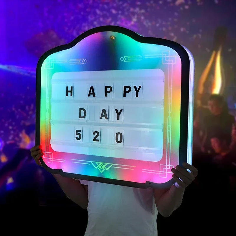Letter card glowing hand holding sign bar wine set birthday party KTV rechargeable led color handheld billboard