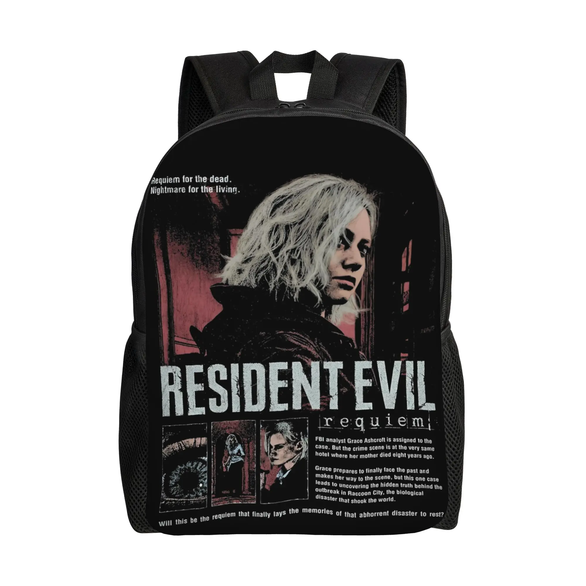 

Модный рюкзак RE9 Requiem Grace с карманом, деловой городской рюкзак Resident Evil для мужчин и женщин, холщовая сумка для ноутбука