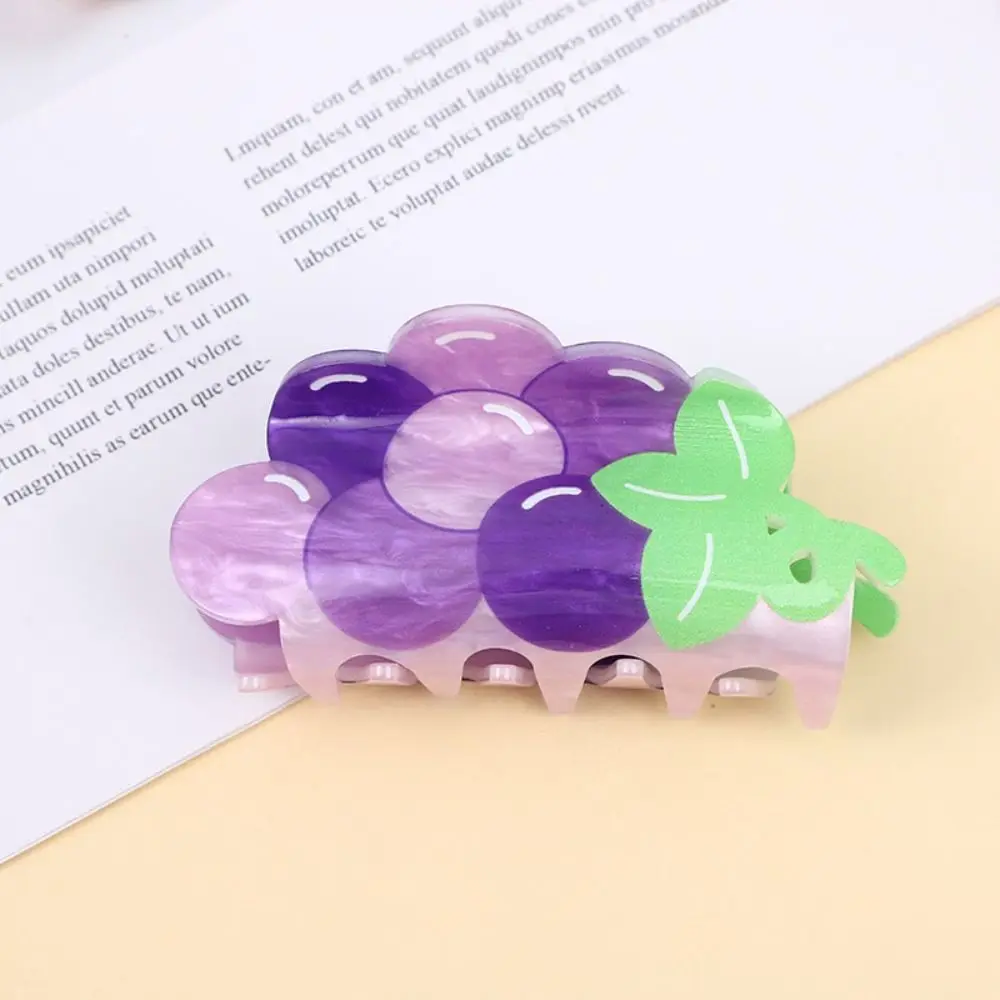 Personalized Acrylic Flower Hair Claw Tomato Grape Fruit Hair Clip Geometry Hamburg Simulated Food Shark Clip Streetwear