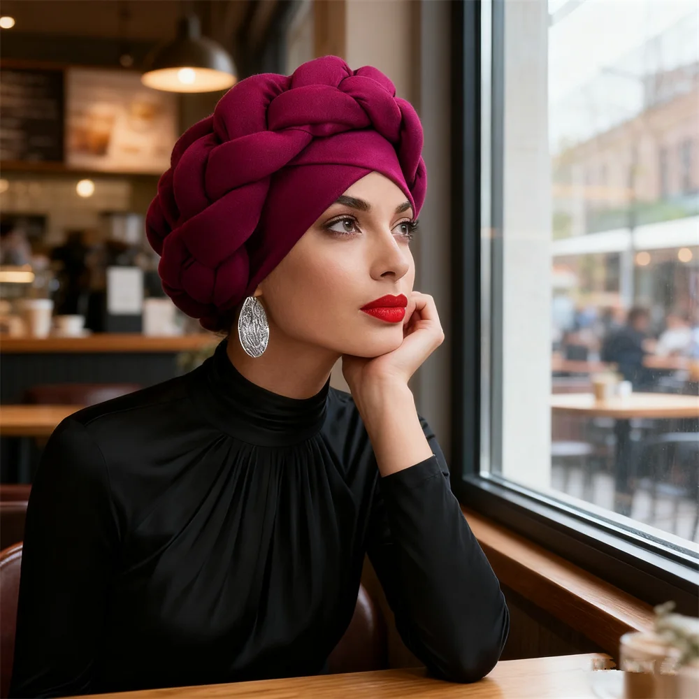 

Кепка-тюрбан с преувеличенными косами для женщин, африканский авто гель, головной убор для свадебной вечеринки, шляпа, повязка на голову, хиджаб, повязка на голову, тюрбан