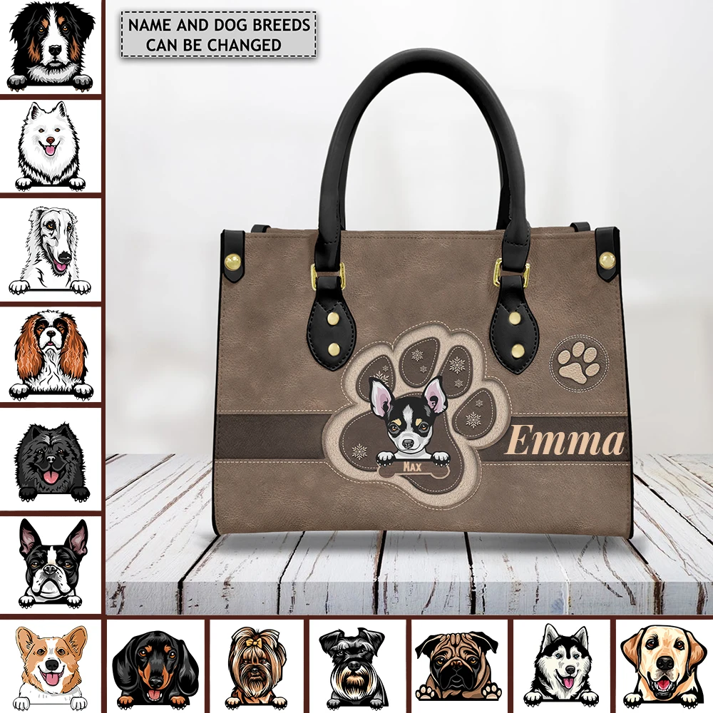 PU Leather Shoulder Bag Dog Lovers Personalized Chihuahua Women Top-Handle Messenger Bag Casual Outdoor Ladies Handbags Bolsos