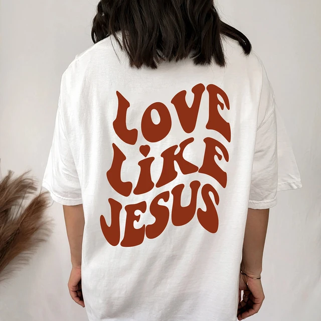 Camiseta con estampado en la espalda para mujer camisa de fe religiosa Top vintage de algodon puro informal a la moda AliExpress