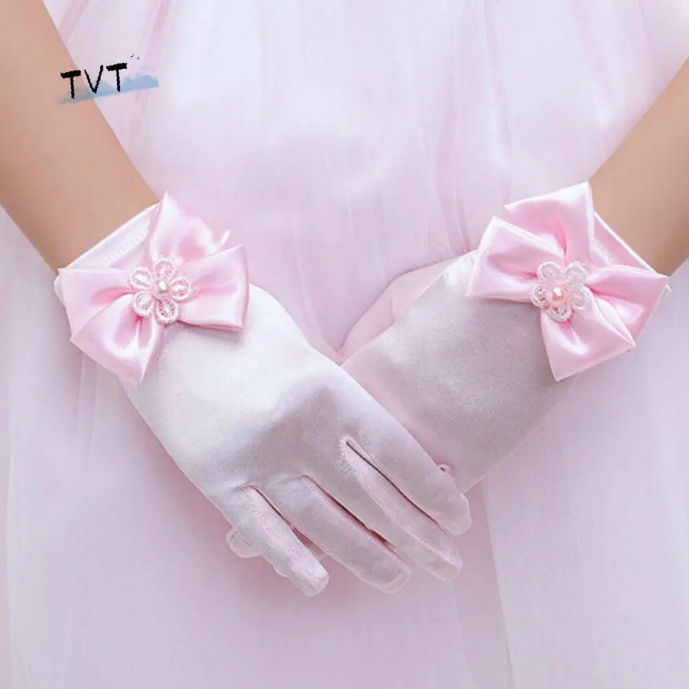

Elastic Flower Girl 1pair Dress Accessories Wedding Bowknot Gloves Princess Gloves Dress Gloves Brief Paragraph Lady Gloves