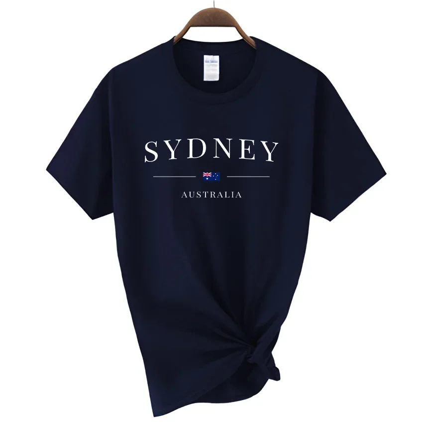 Verão feminino sydney letras imprimir y2k camiseta senhoras de manga curta luxo camisetas roupas soltas puro algodão macio casual topos