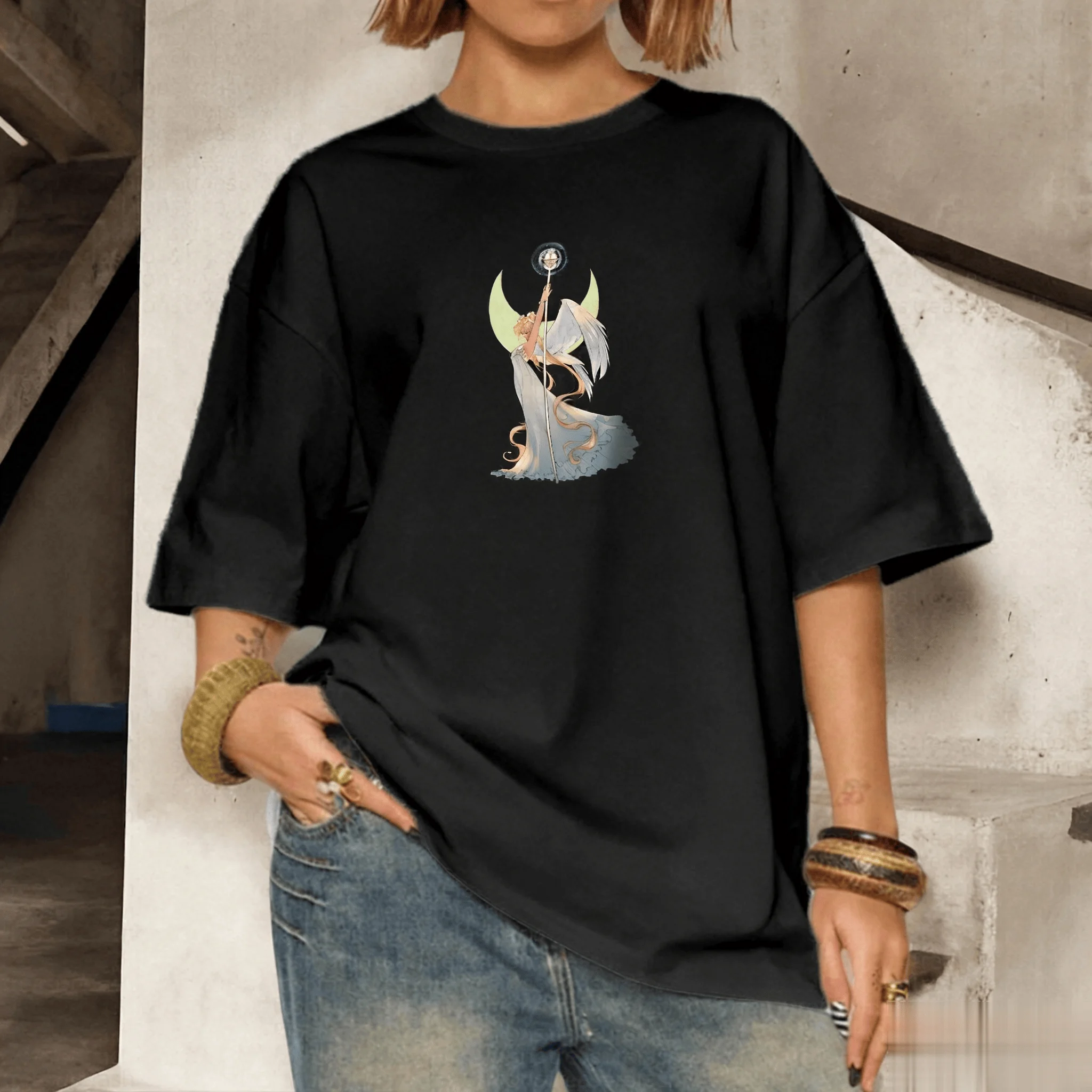 Vintage Oversized Sailor Moon T Shirt Men Women Loose Cotton Streetwear Anime Print Casual Tops Summer Graphic Tee Y2k Clothes