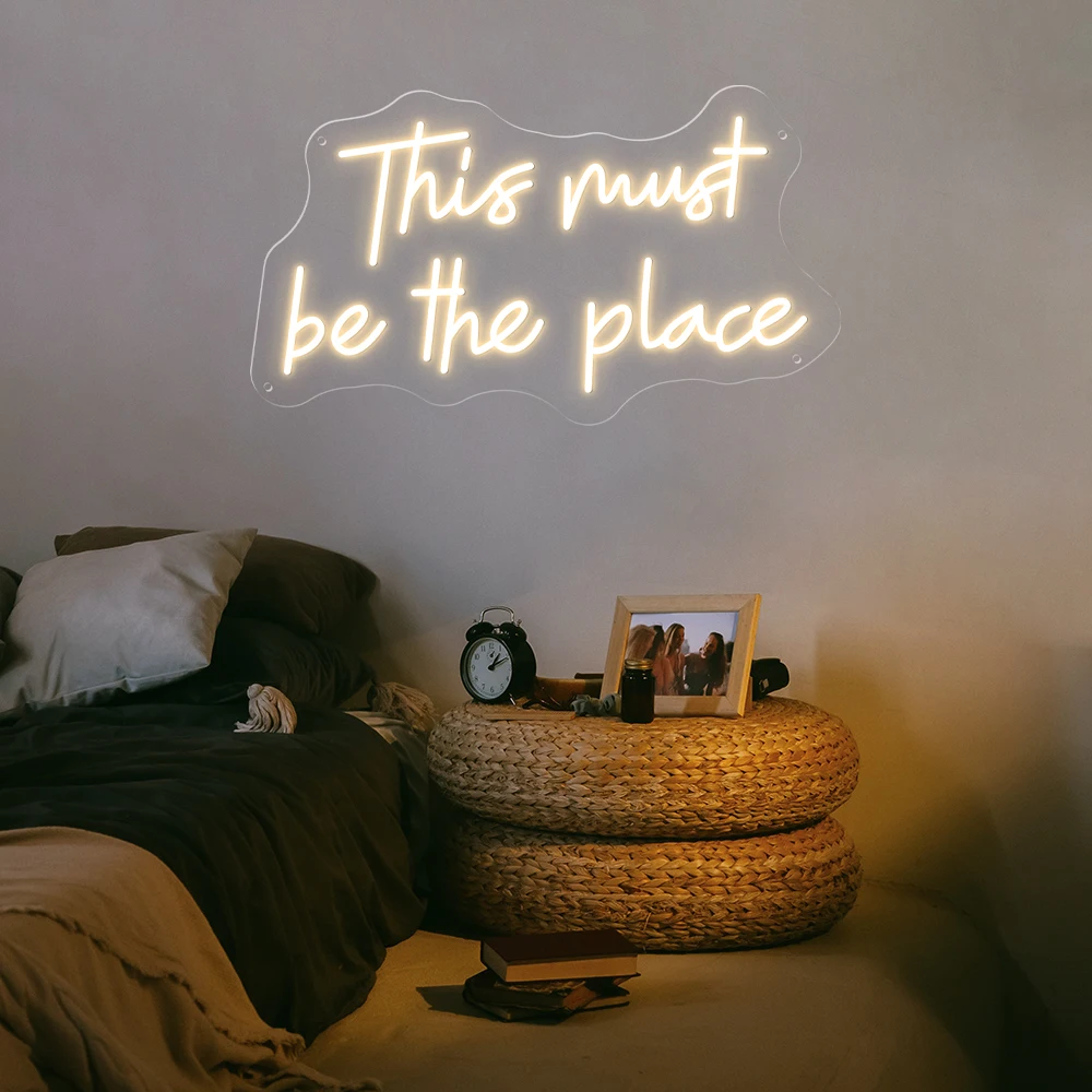 This Must Be The Place Neon Sign Wedding Birthday Decor Kid Bedroom Wall Art Decor Home Office Art Wall Decor LED Neon Lights