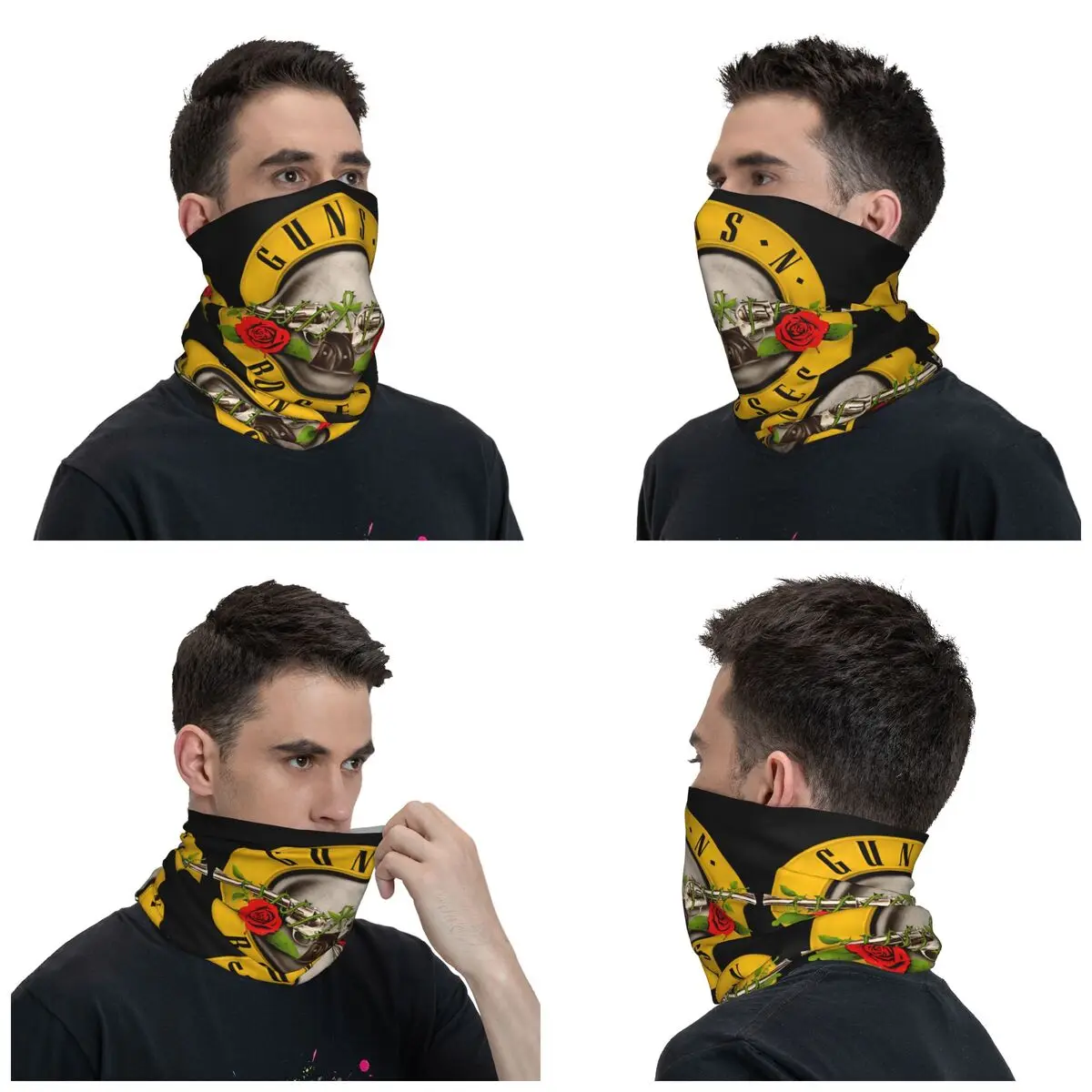 Guns-N-Roses-Logo Bandana Neck Cover Printed Balaclavas Face Mask Scarf Headwear Hiking for Men Women Adult Windproof