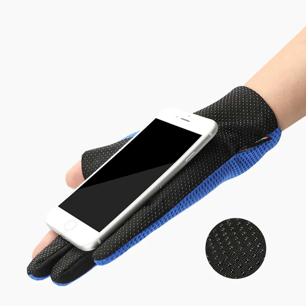 

1 Pair Sun Protection Gloves 2 Cut Finger Lightweight Ice Silk Breathable Stretchy Gel Padded Non-Slip Outdoor Sports Fitness