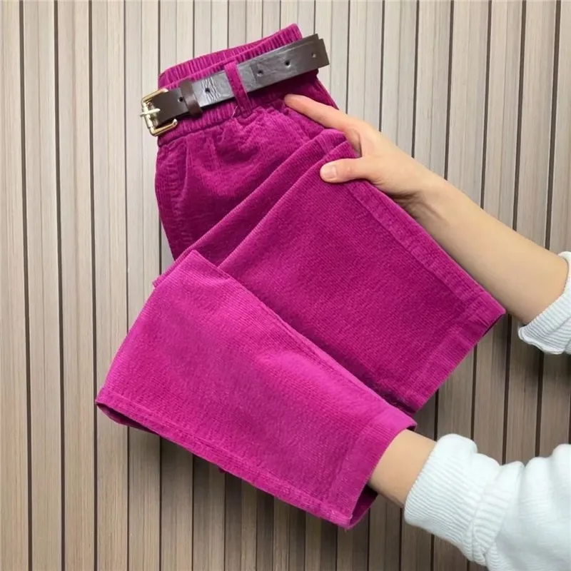 Velvet Harem Pants Women Fashion Casual Corduroy Trouser Spring Autumn Elastic Waist Loose Radish Pant Versatile 4XL