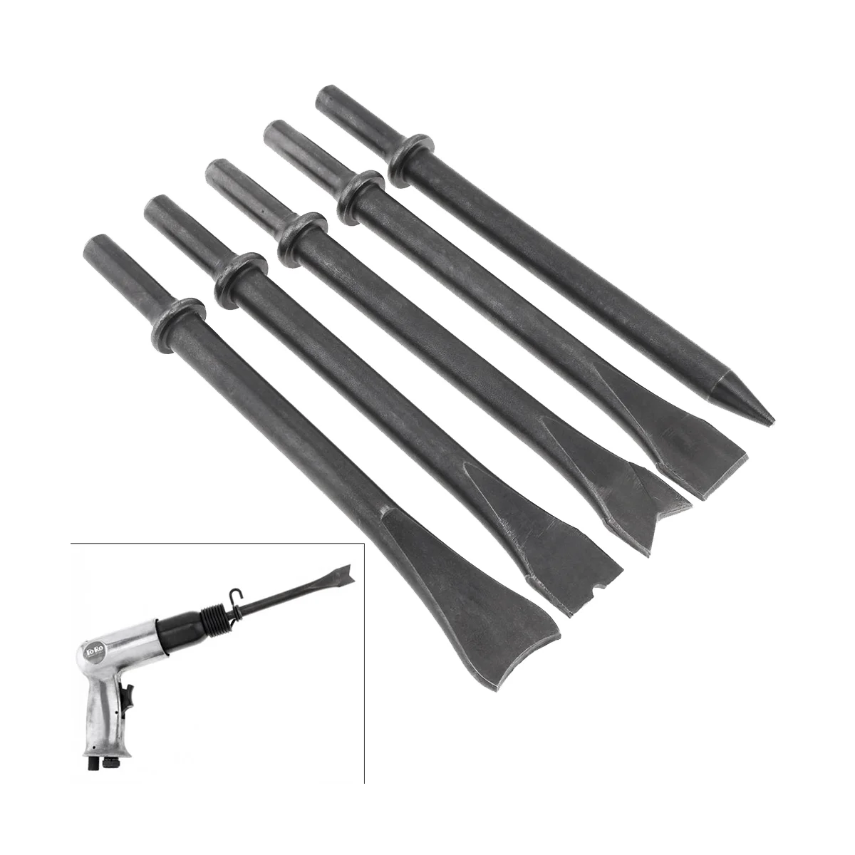 5Pcs/Lot Accessories Hard Steel Solid Long Air Chisel Impact Head Support Pneumatic Tool for Cutting / Rusting Removal