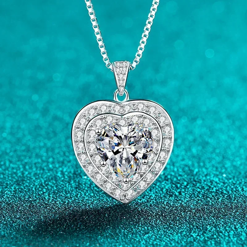 Sweet Heart Cut D Color 4 Carat Moissanite Necklace Pendant for Women Pass Diamond Test Platinum Pt950 Fine Jewelry+box Chain