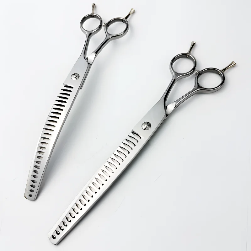 Wingsbro 8/7 Inches Dogs Curved Grooming Scissors, High Quality Professional Pet Curved Big Shark Scissors Dogs Hair Trimming