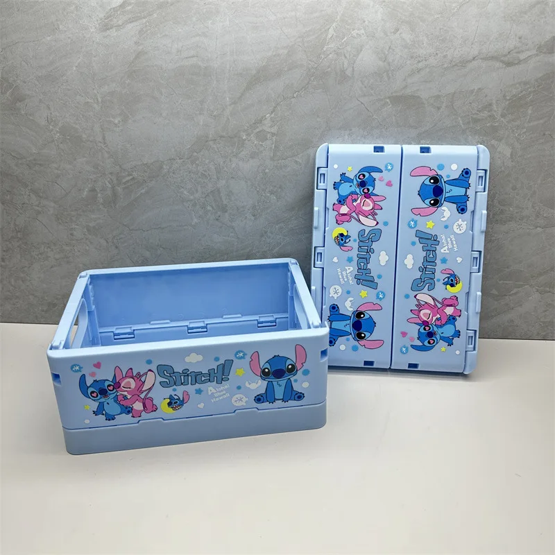 Disney Lilo Stitch Desktop Storage Box Woman Jewelry Organizer Plastic Container Kids Anime Toys Cosmetics Foldable Package Gift