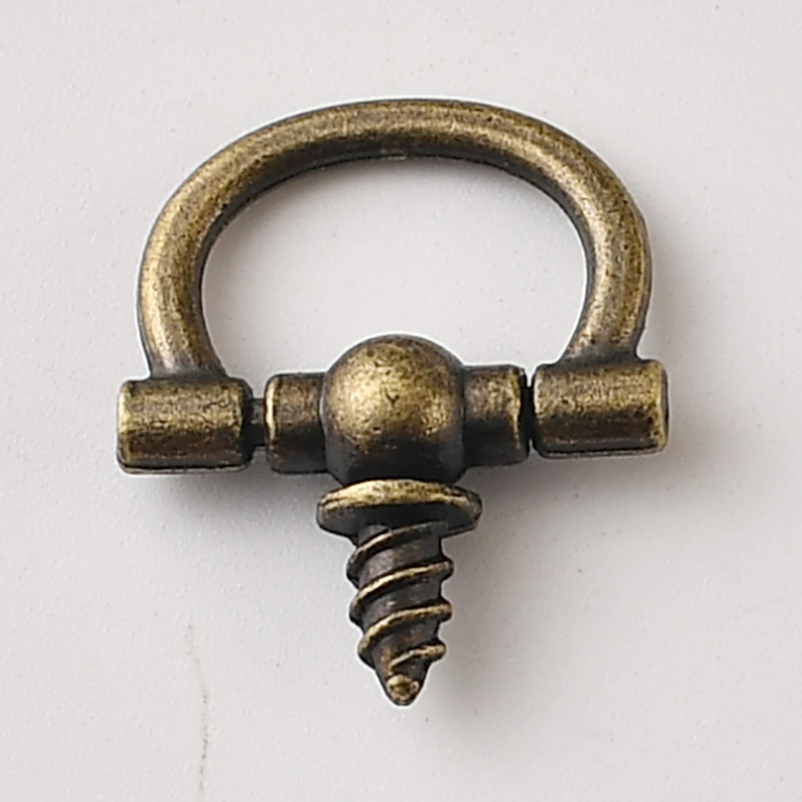 Mini thread self-tapping bronze handle zinc alloy retro drawer small handle jewelry box pull ring decoration