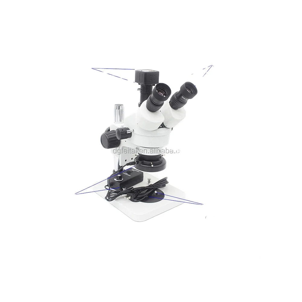 Stereo microscope with LED light source,7-45x trinocular zoom electric stereo microscopes with CCD camera