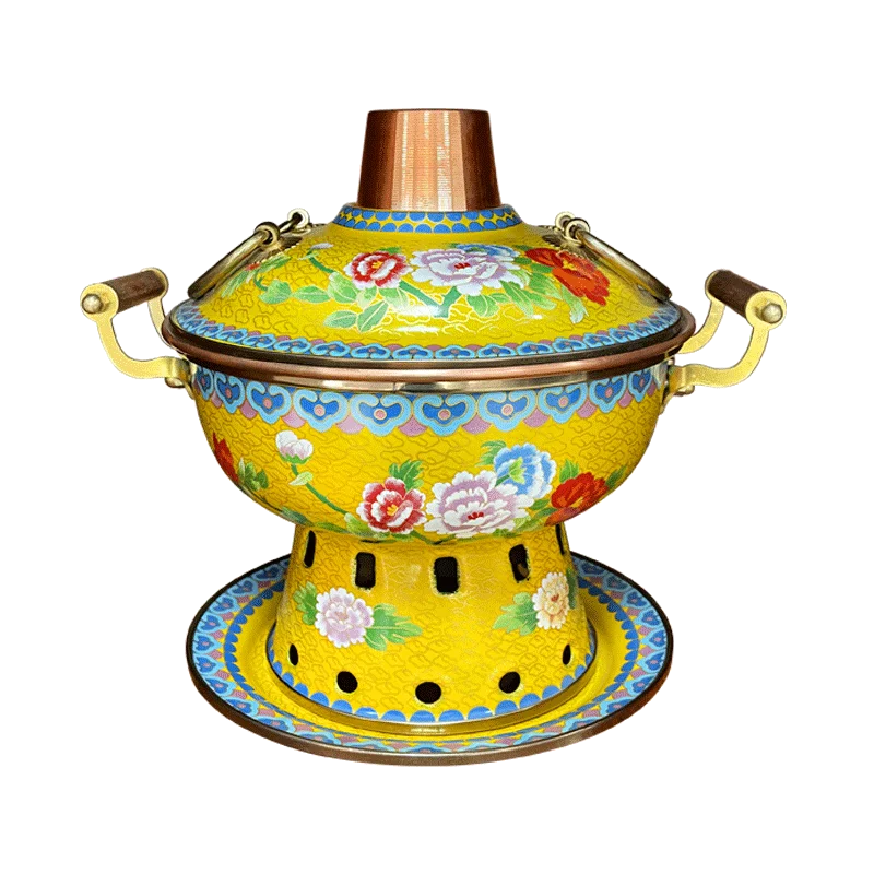 Cloisonne Process Copper Cookware Chafing Dish Commercial Alcohol One Meal Small Hot Pots Single Enamel Pure Copper Hot Pot