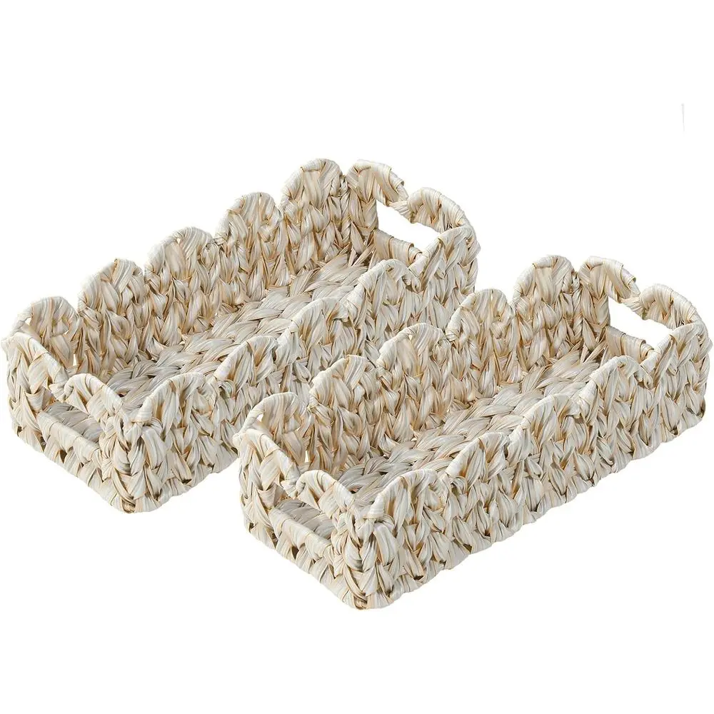 

Набор белых прямоугольных держателей для туалетной бумаги, состоящие из 2 зубчатых корзин для хранения, органайзер для полки в баке