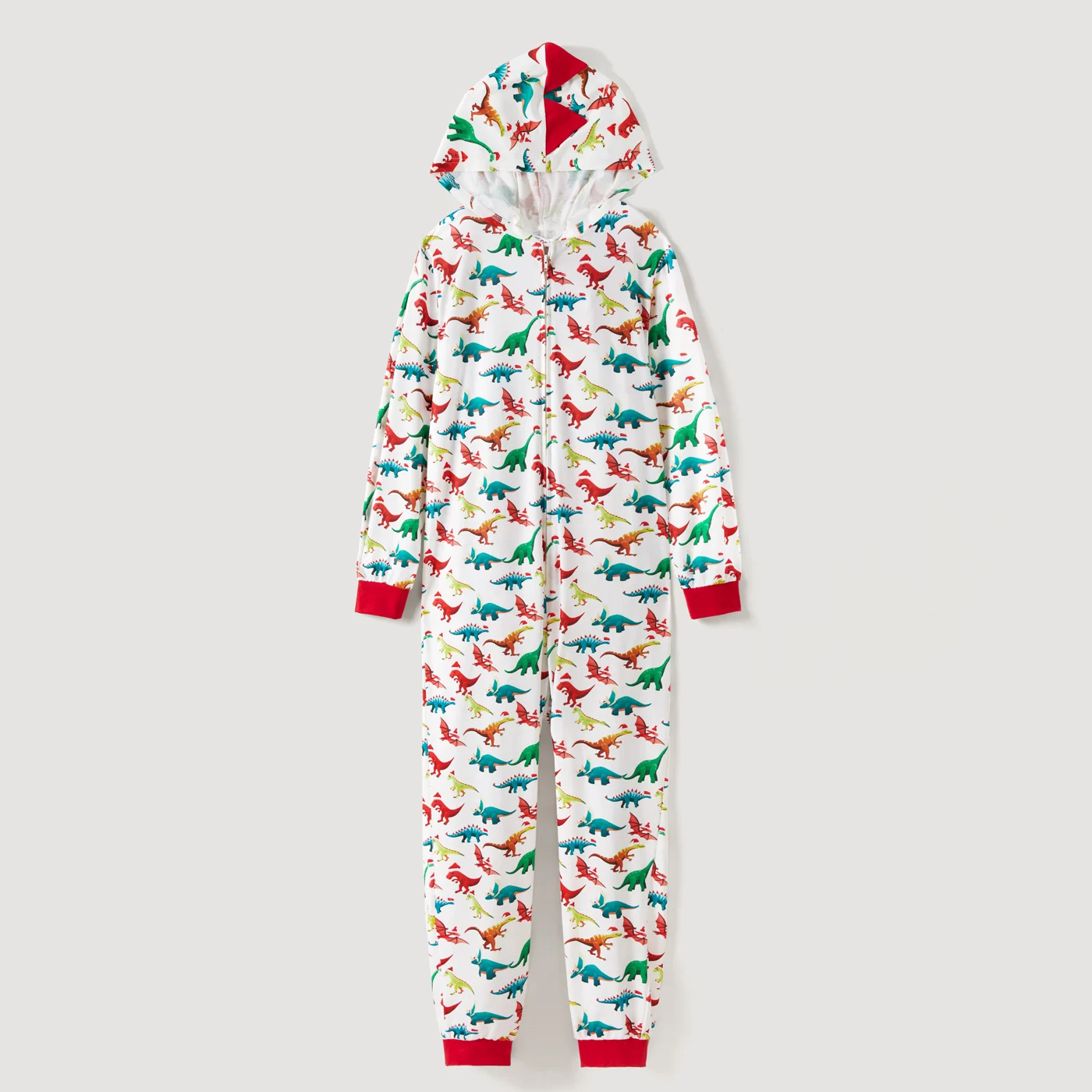 PatPat Christmas Dinosaur Print Family Matching Long-sleeve Hooded Onesies Pajamas Sets (Flame Resistant)