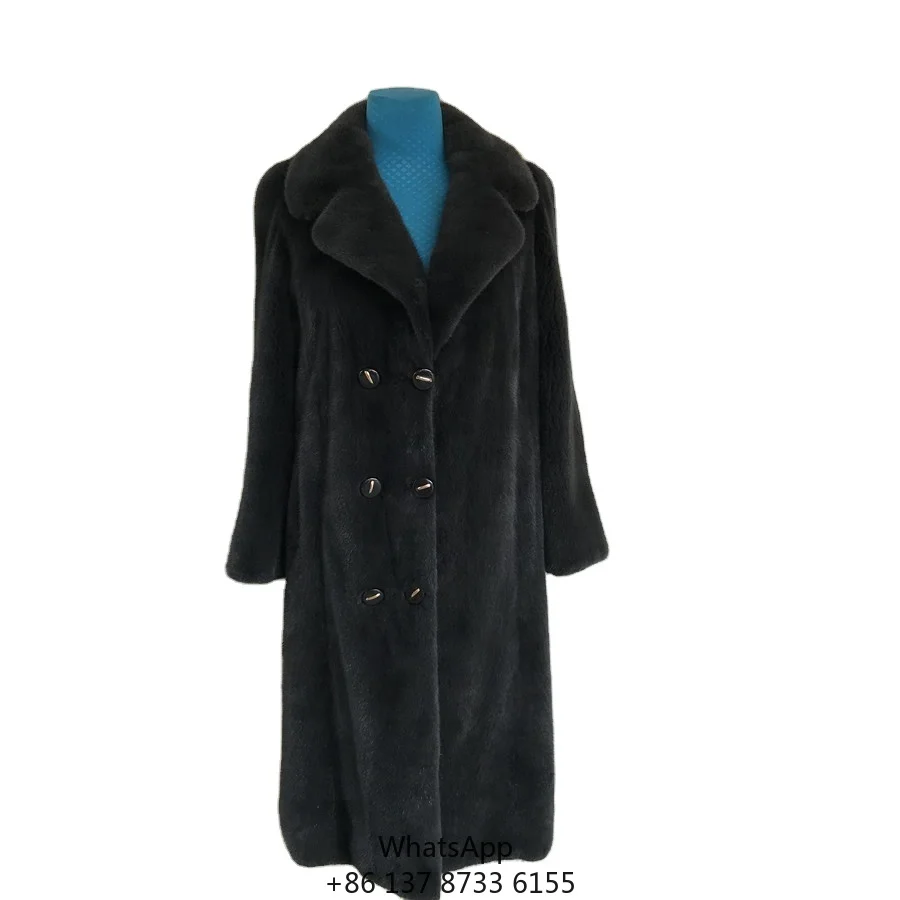 

Dark Grey Big Collar Style Mink Fur Coat For Women