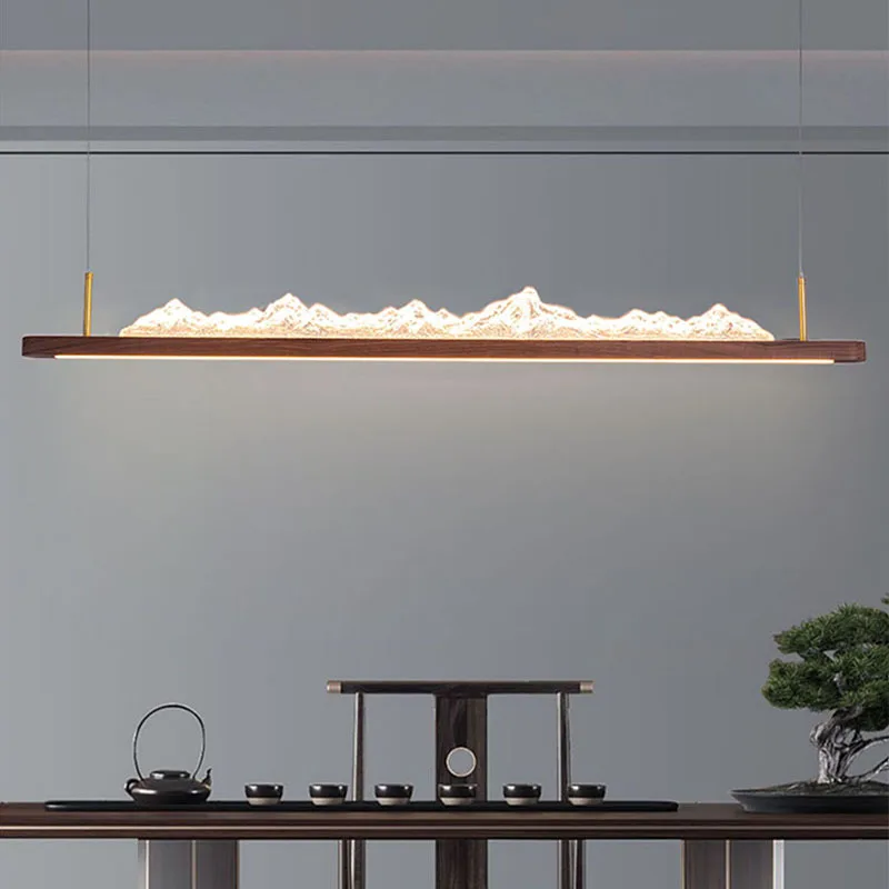 

New Chinese tea room chandelier North American black walnut bar tea table lamp one-word strip lamp restaurant lamp