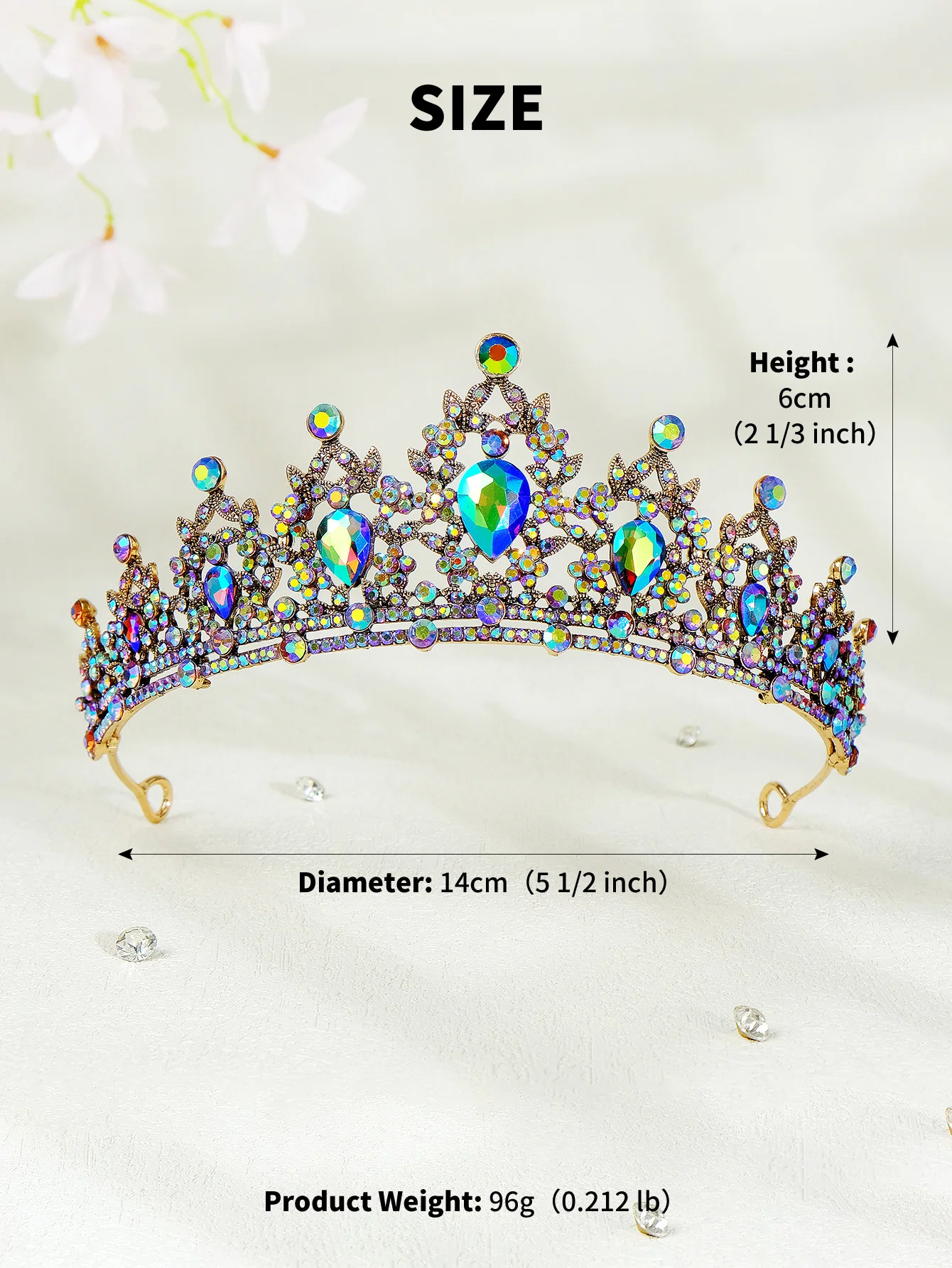 Mode Schwarz Kristall Haar Krone für Frauen Haar Zubehör Prom Gold Farbe Tiaras und Kronen Braut Haar Schmuck Geschenke – Detail 23