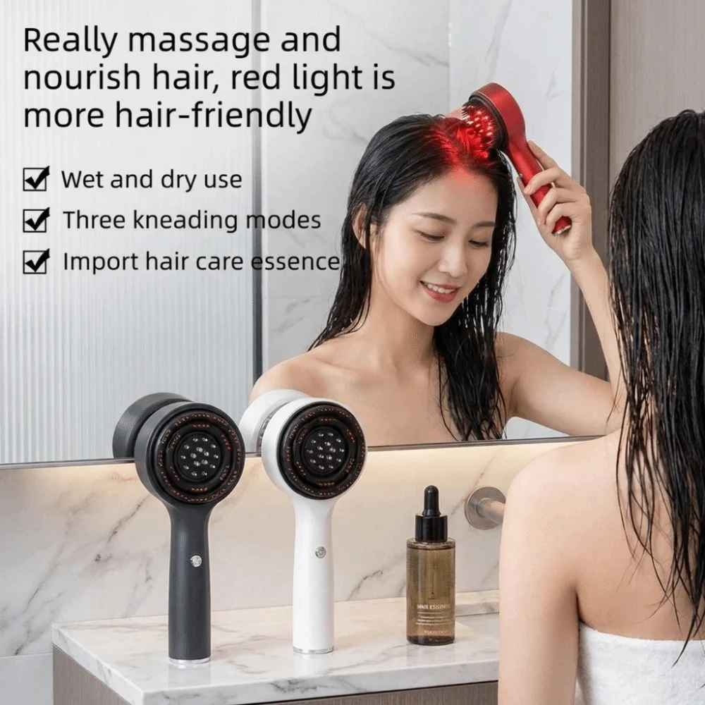 Red Light Liquid Guiding Massage Comb 630nm Infrared Light Anti-Frizz Large Tank Scalp Massage Comb Scalp Nourish Portable