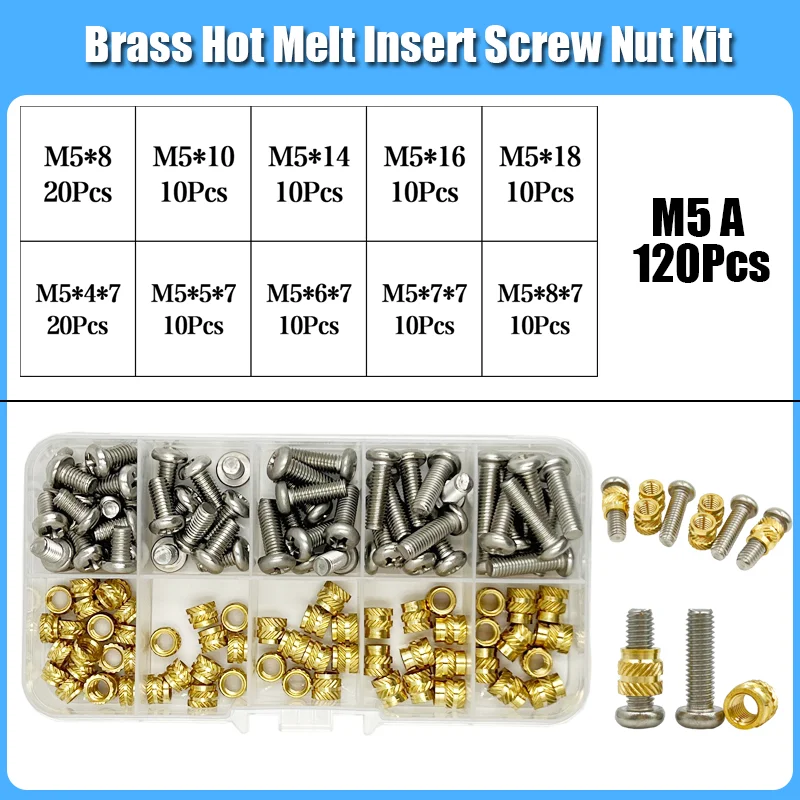 Messing Einsatz Mutter Edelstahl Schraube Lötkolben Spitze Wärme Set 3D Drucker Kunststoff M2 M3 M4 Kupfer Hot Melt Bolzen Mutter Einsätze – Detail 14