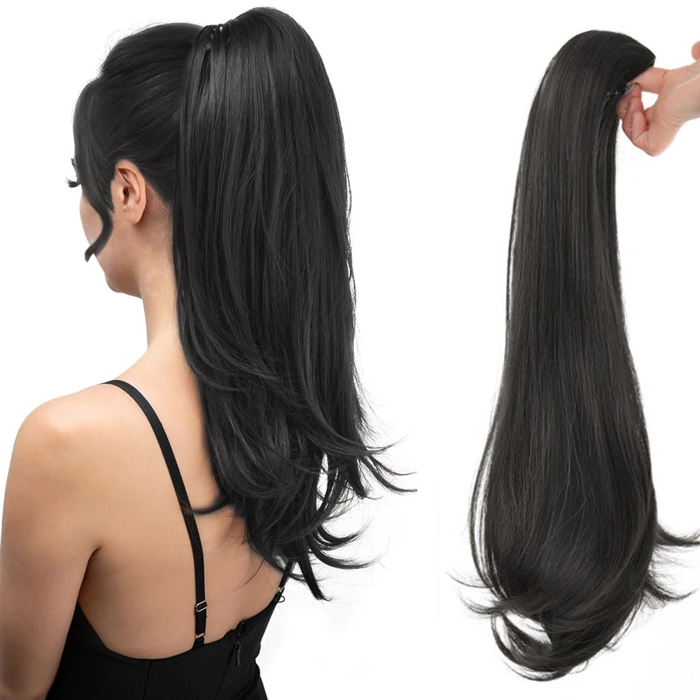 18inch/45cm Synthetic Long Straight Grab Clip In Ponytail Hair Extensions Hair Piece For Women Hair Accessories