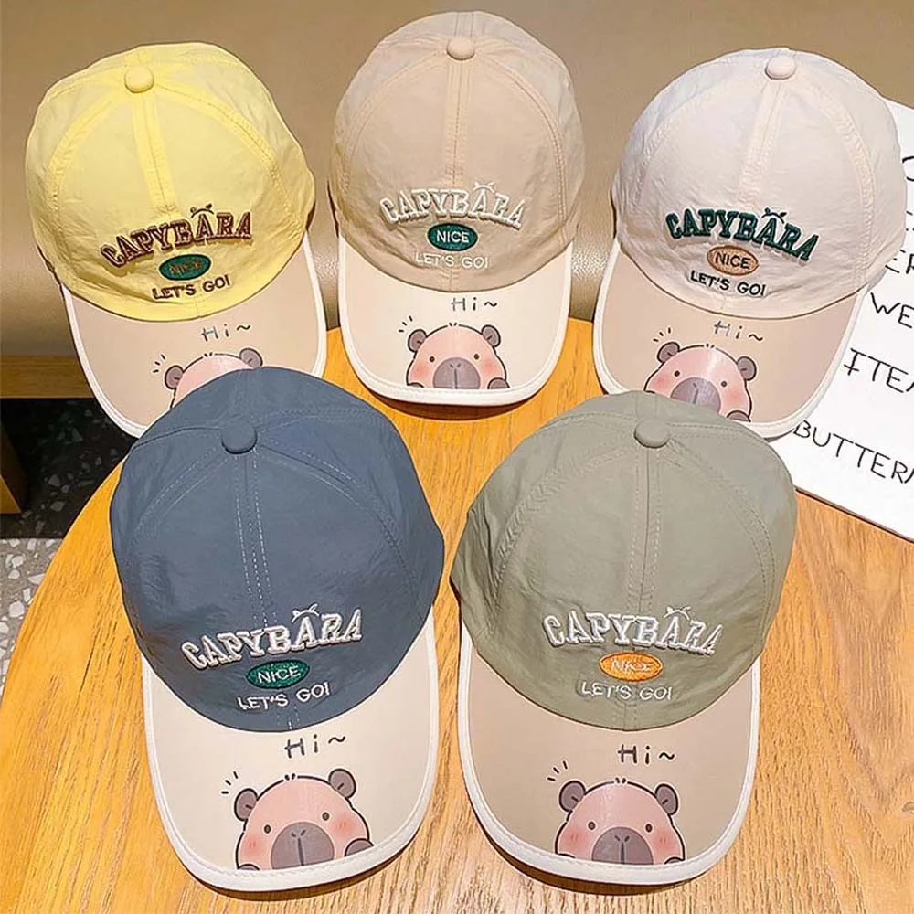 

Breathable Capybara Baseball Hat Thin Cotton Children Peaked Cap Anti-Splash Water All-Match Cartoon Sunshade Hat Beach